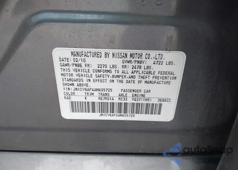 2010 Infiniti G37 Journey z USA, uszkodzony, nr VIN JN1CV6AP4AM405725